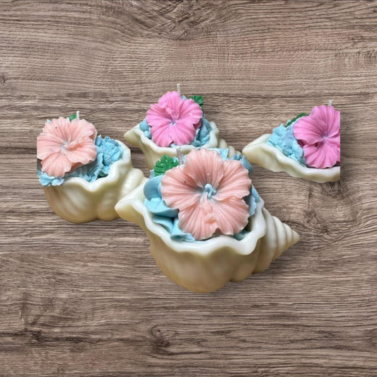 Bougie coquillage fleur