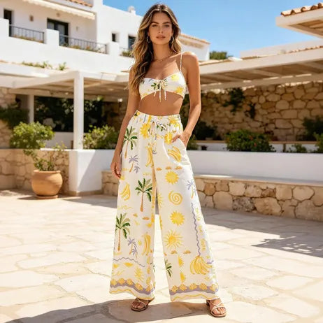 Pantalon Palazzo Évasion Tropicale