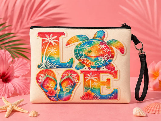 Trousse LOVE Tropicale - Pochette estival personnalisée