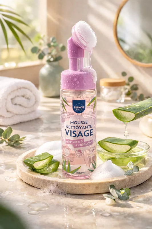 MOUSSE NETTOYANTE VISAGE – ALOE VERA + COLLAGÈNE