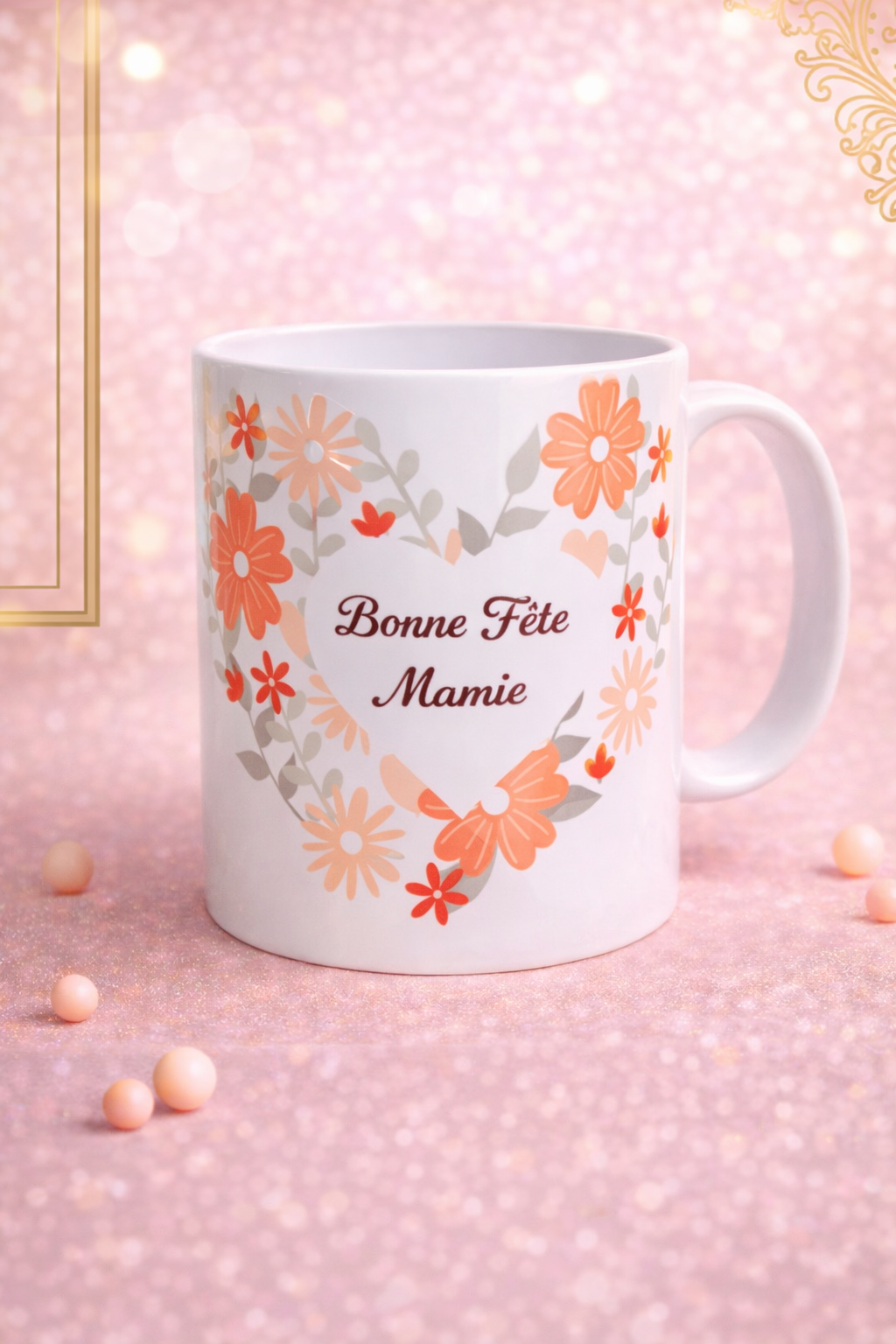 Mug “Cœur Fleuri – Mamie”